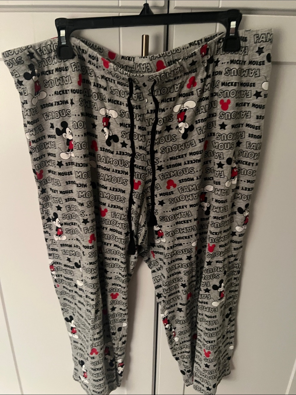 Disney Gray and Red Mickey Mouse Pajama Pants